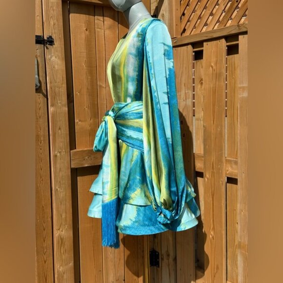 🆕 BRONX & BANCO 🧿 NWOT Bedouin Coastal Mini Dress, Blue Multi - Sz L US 8 - Picture 6 of 16